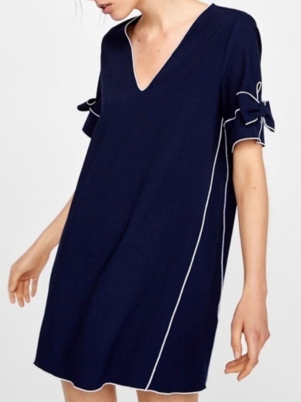 Zara Basic Navy Blue Shift Tunic Dress Size L